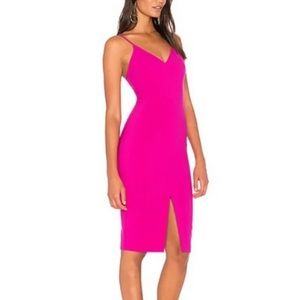 Women's Fuchsia Midi Slip Dress with Front Slit